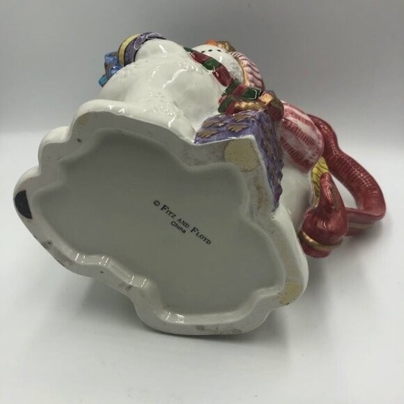 Vintage Fitz & Floyd Discontinued Snowman Christmas Ceramic Pitcher - Picture 9 of 14